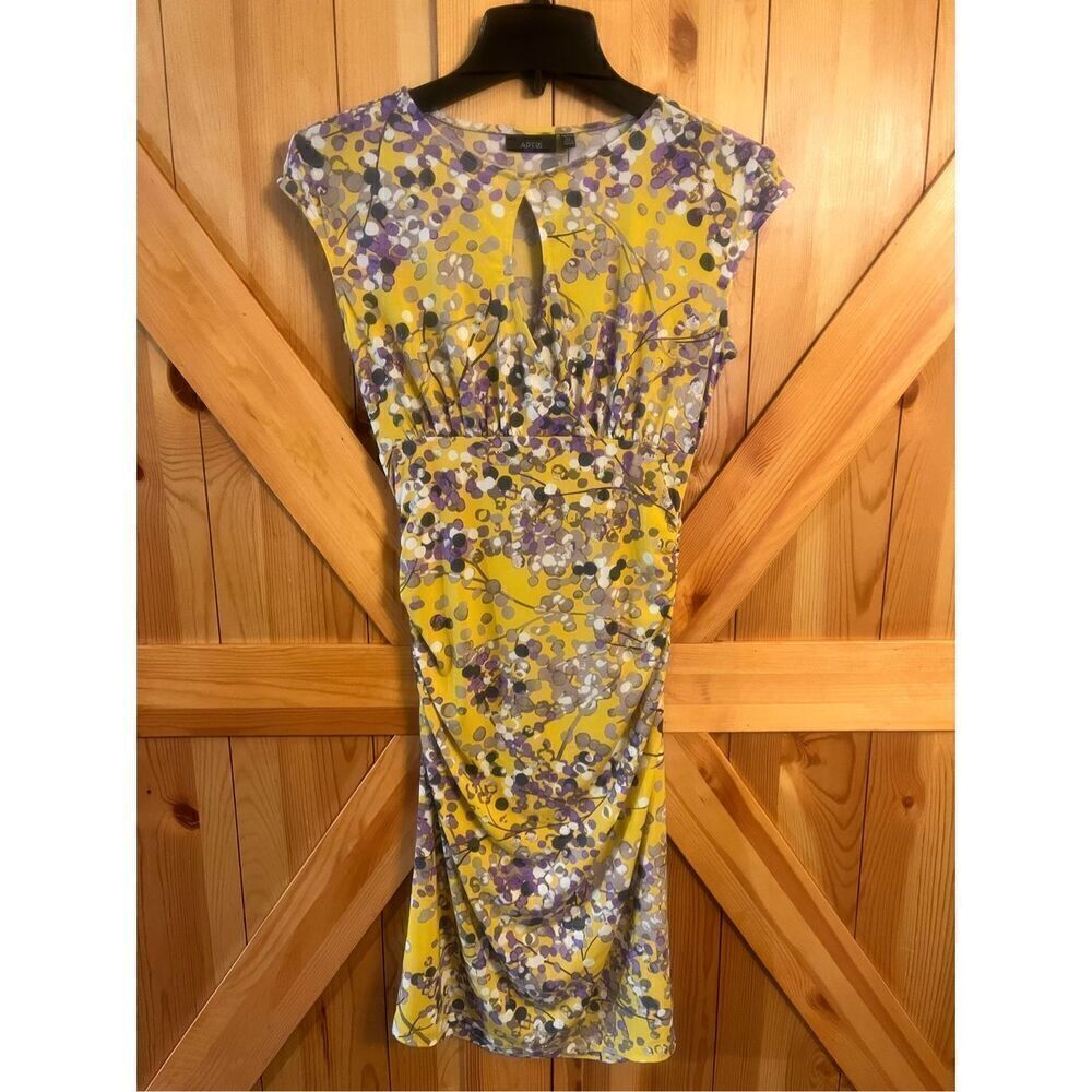 APT 9 Petite Sleeveless Yellow Floral sleeveless keyhole, Dress PS Nwt (3150)